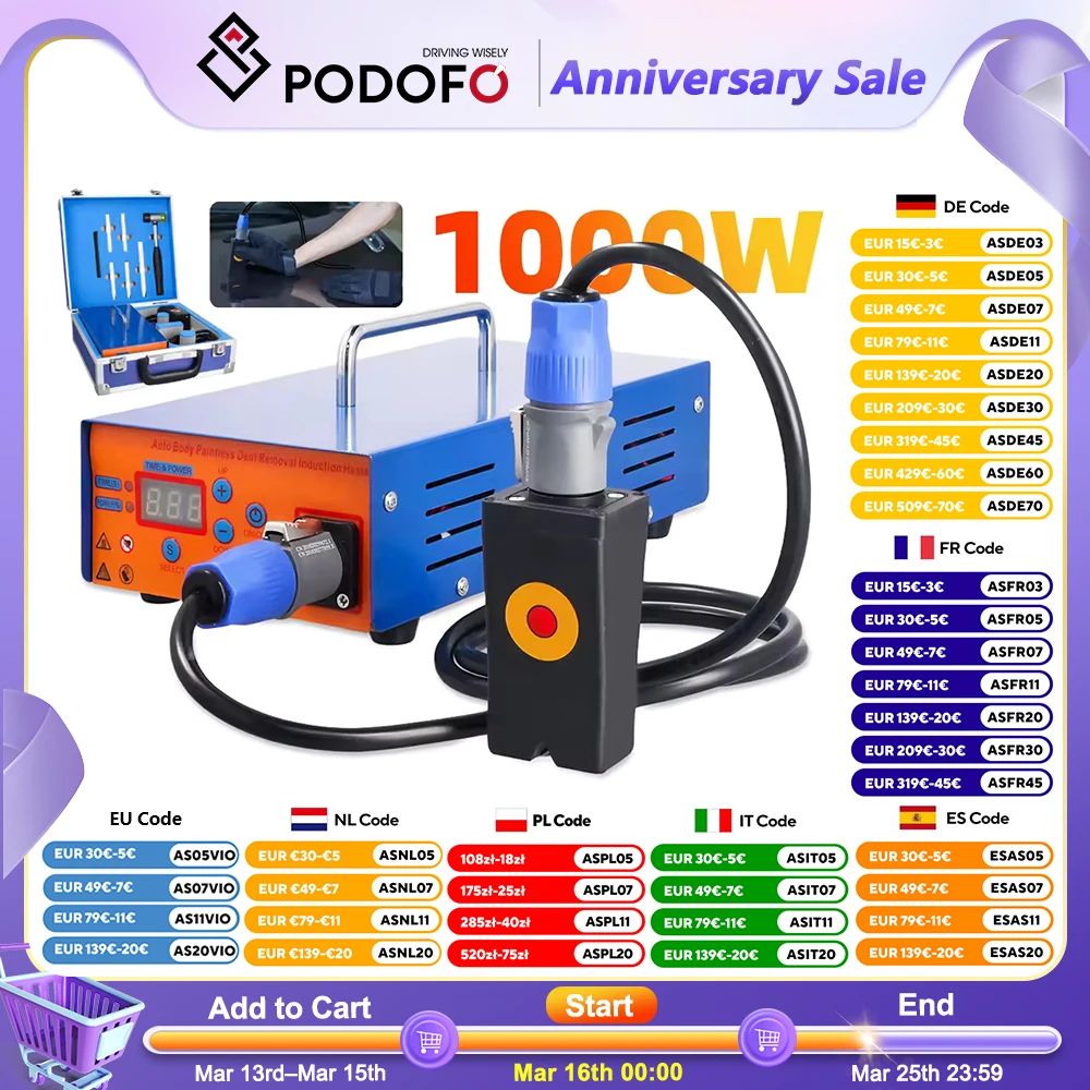 Podofo Universal PDR Paintless Dent Repair Tool Auto Elektromagnetische Induktionsheizung mit digitalem Bildschirm für die Autoreparatur Image