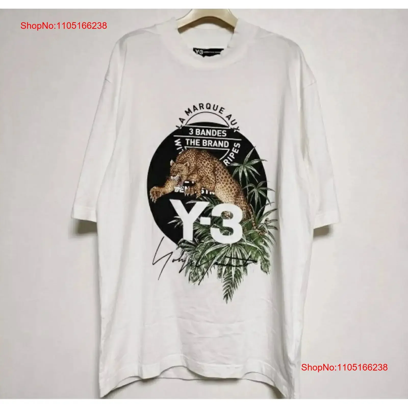 Männer JP Größe M T-Shirt Y3 Leopard Collaboration Tops JPN Original Vintage Washed Stretched Modedesigner-Kleidung Unisex Soft