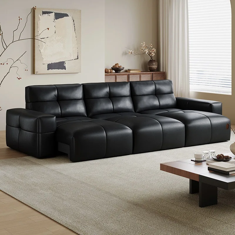 Elektrisches Ledersofa für das Wohnzimmer, Funktionssofa 2025, Neues Zero-Wall-Sofa, gerades Schlafsofa, Drei- oder Viersitzer Image