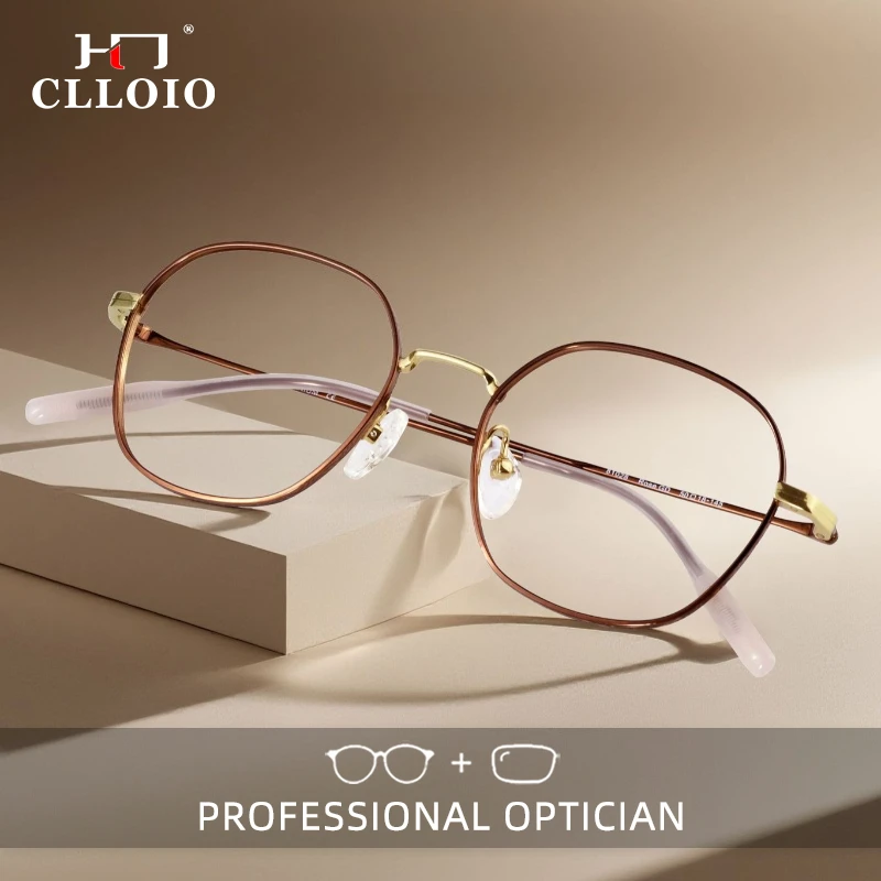CLLOIO Klassische, modische, vielseitige Business-Lesebrille mit Blaulichtfilter und Titanbügeln, progressive Korrektionsbrille Image