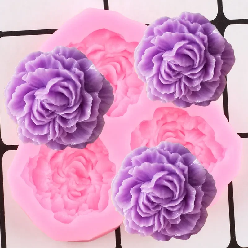Pfingstrosen-Blumen Silikonformen Hochzeits-Cupcake-Topper Fondant Kuchendekoration Werkzeuge Seife Harz Ton Süßigkeiten Schokolade Gumpaste Formen Image