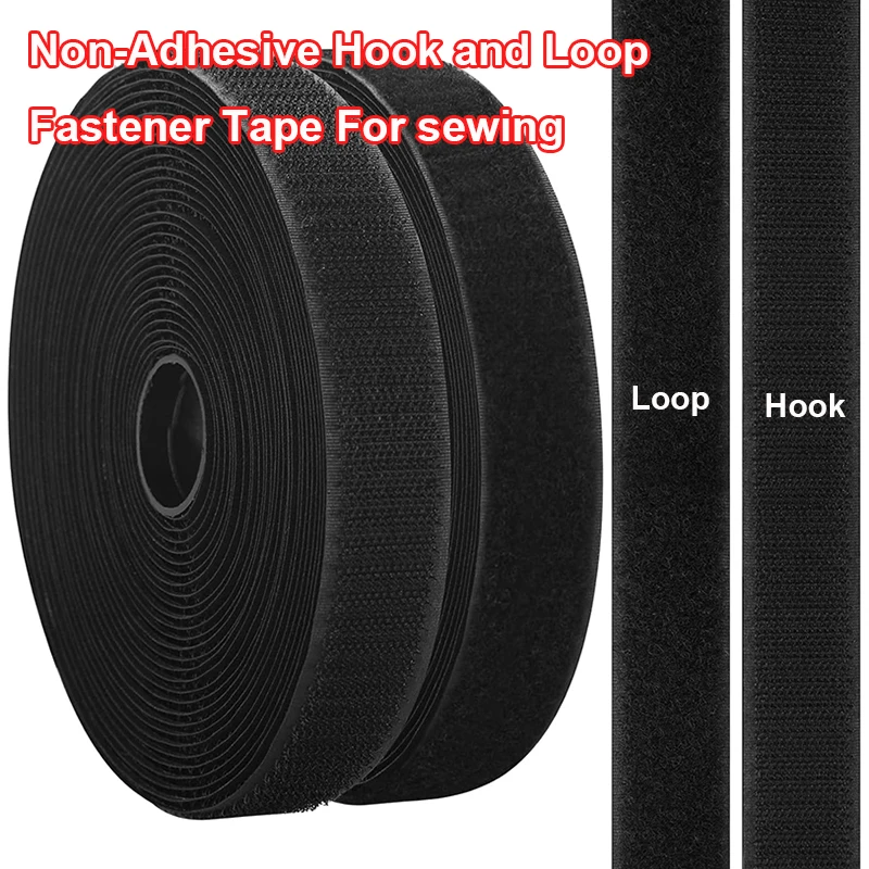 5 Meter/Paar Nylon-Klettband Schwarz Weiß Ohne Klebstoff Nicht-Klebendes Klettband für DIY Nähen Magisches Klebeband Zubehör Image
