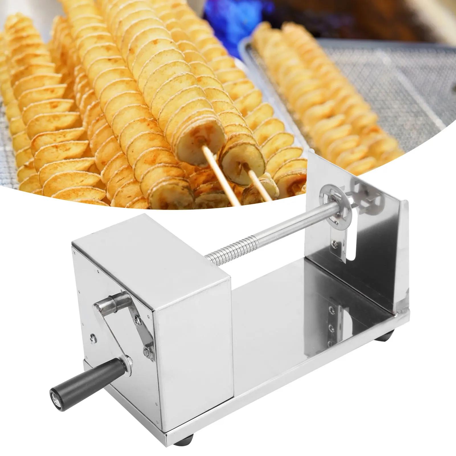 Kartoffelschneider Manueller Edelstahl-Kartoffelschneider Spiralschneidemaschine Küchenzubehör Kochutensilien Image