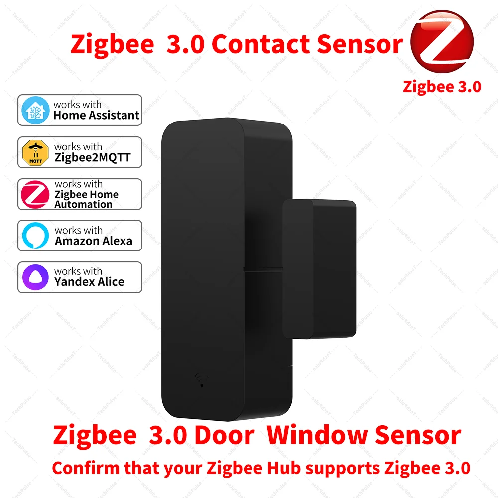 Tür- und Fenstersensor, Zigbee 3.0-Sensor, Kontaktsensor, Zigbee-Hub erforderlich, funktioniert mit HomeAssistant, Yandex, Alexa, Zigbee2MQTT, ZHA Image