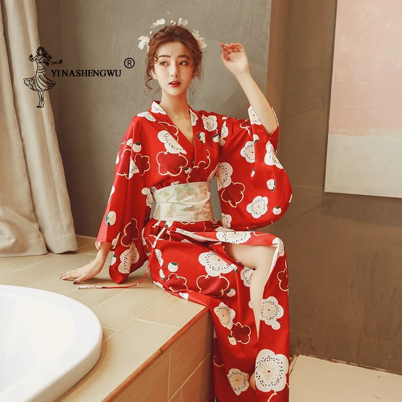 Rot Kimono Kleid Japanischen Kimono Traditionelle Print Yukata Frauen Japan Nationalen Stil Mantel Sexy Asiatische Kleidung Cosplay Kostüme