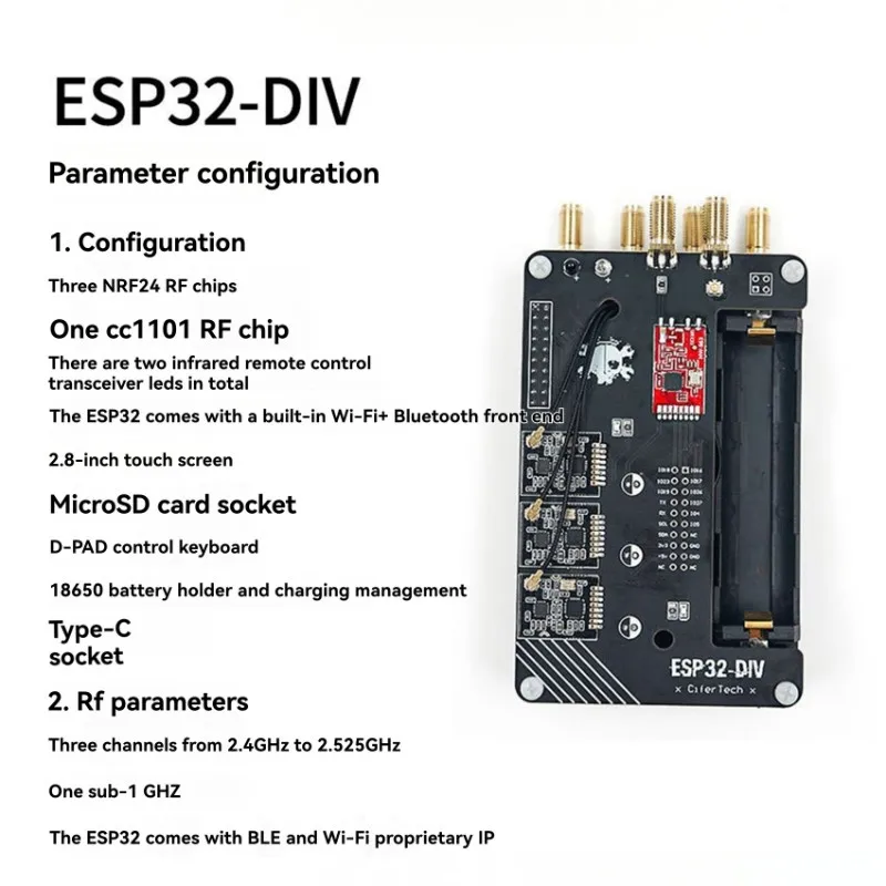 ABSY ESP32 DIV Entwicklungsboard mit integriertem Wi-Fi+ Bluetooth, RF-Chip-NRF24-Kompaktes IoT-Modul Image