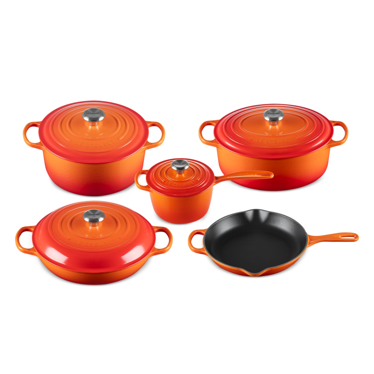 Le Creuset 9 Piece Cookware Set - Flame