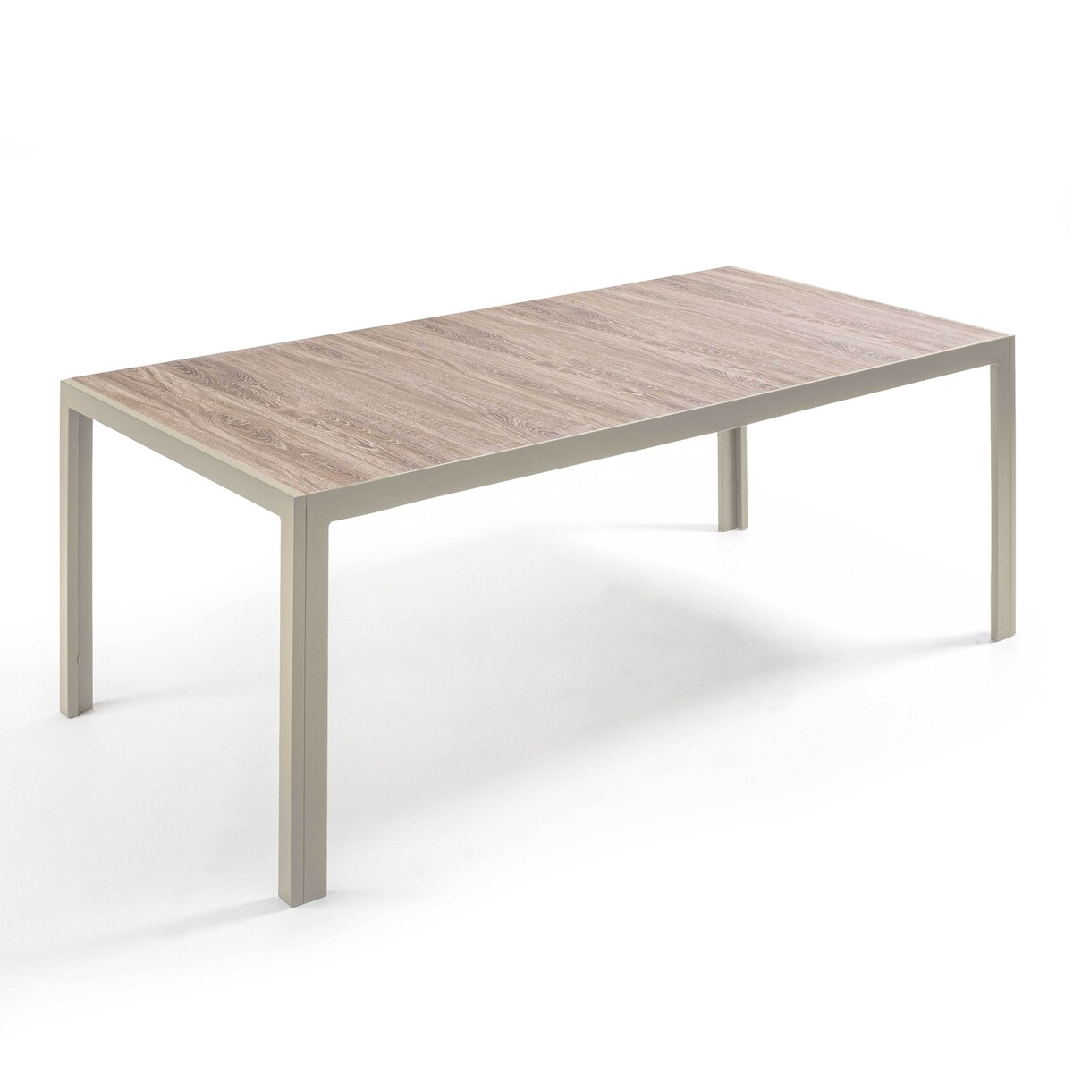Oviala Business Gartentisch aus Aluminium und Keramik in Holzoptik 206 cm in Creme Image