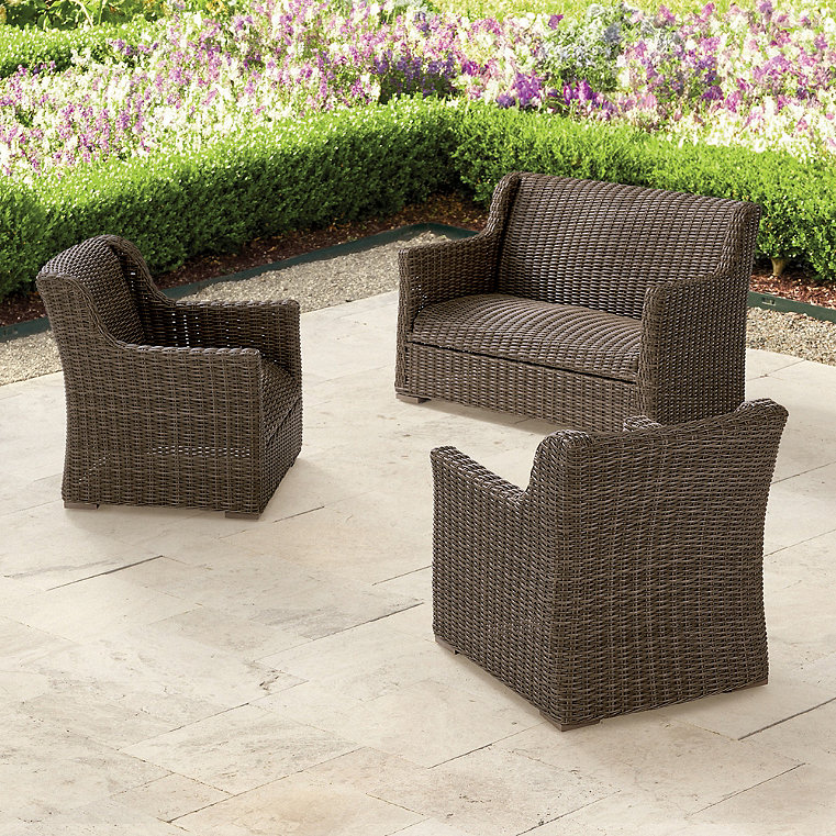 Montville Outdoor Outdoor Loveseat Set - Chocolate - Grandin Road
