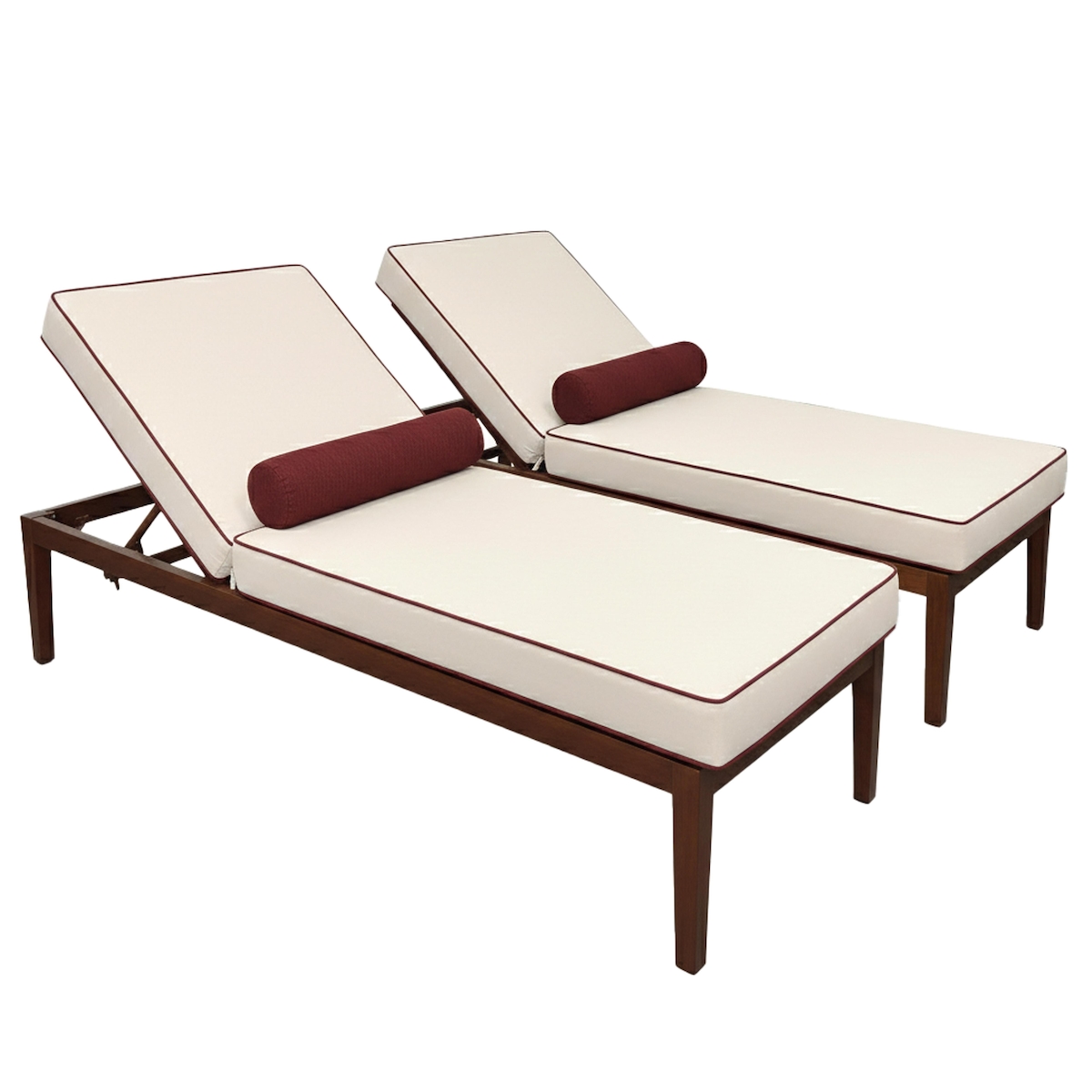 Oviala Business Set aus 2 verstellbaren Sonnenliegen mit in Ecru und Burgunderrot Image