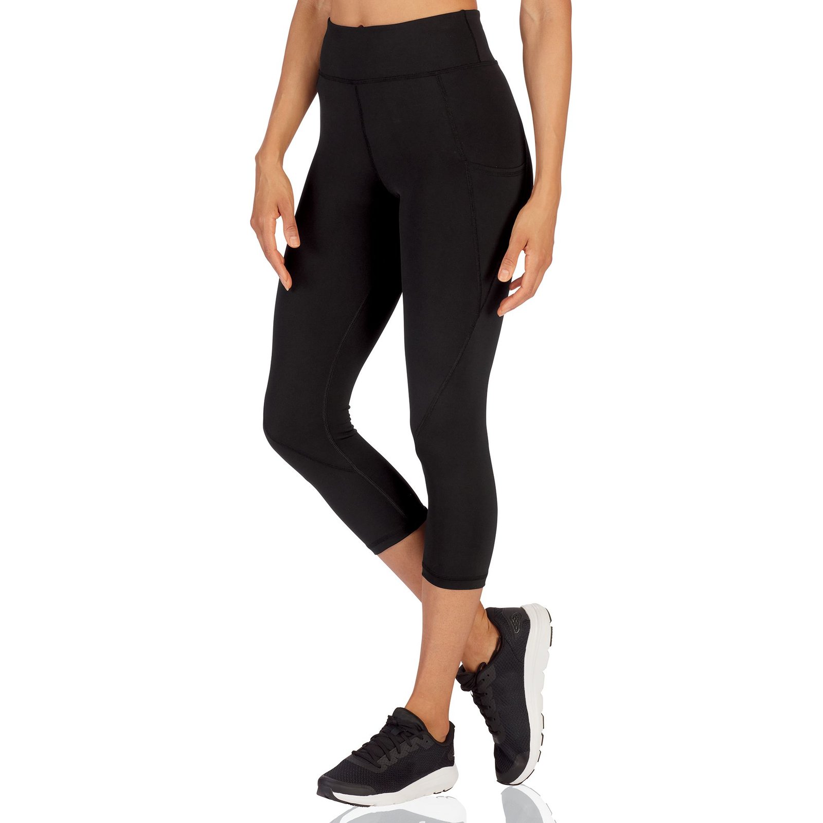 VEVO ACTIVE Women's High-Waisted Tech Capri Legging (Size 3X) Black, Polyester,Spandex