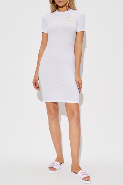 Dress With Printed Logo - White - Versace Jeans Couture Dresses