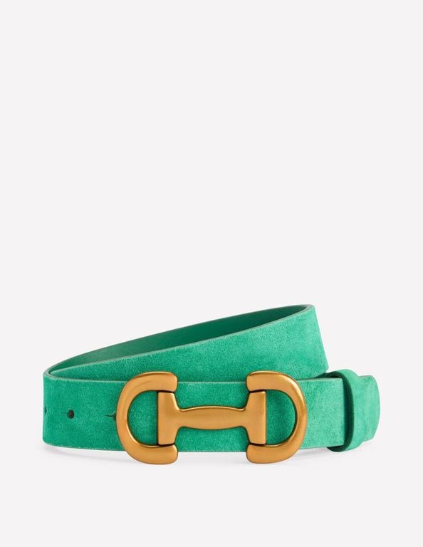 Iris Snaffle-Trim Leather Belt - Green - Boden Belts