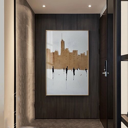 Hang-Ölgemälde Handgemalte Vertikal Abstrakt Landschaft Zeitgenössisch Modern Ohne Innenrahmen (ohne Rahmen) Image