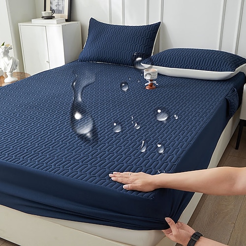 Wasserdichter Matratzenschoner, gesteppter, verdickter Einzelbettbezug, wasserdichter Urinschutz für Matratzen Image