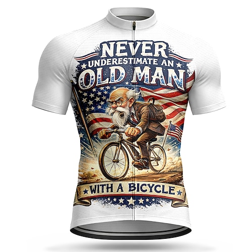 Amerikas 250. Jahrestag Tag der Unabhängigkeit Amerikanischer Unabhängigkeitstag Herren Radtrikot Amerikanische US-Flagge Kurzarm Fahhrad Trikot Oberteil mit 3 Gesäßtaschen UV-beständig Image