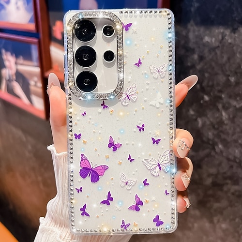 Handy Hülle Handyhüllen Für Samsung Galaxy S26 Ultra Plus S25 S24 Ultra Plus S23 S24 FE A16 A55 5G A35 5G A15 Rückseite Spiegel Ständer Stoßfest Schmetterling Silikon Image