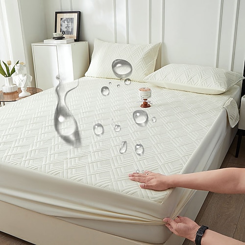 Wasserdichter Matratzenschoner, gesteppter, verdickter Einzelbettbezug, wasserdichter Urinschutz für Matratzen Image