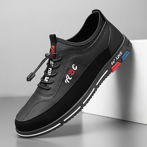 Schwarze Herren-Sneaker aus Kunstleder zum Hineinschlüpfen – praktisch, bequem und stylisch für Freizeit und Alltag Image