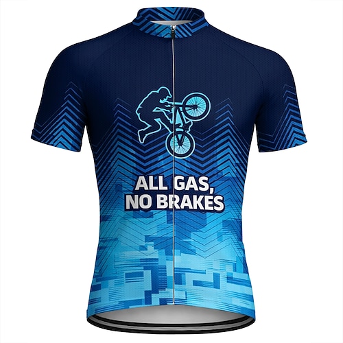 Herren Radtrikot Downhill-Trikot Geometrisch Abstrakt Fahhrad Kurzarm Fahhrad Trikot T-Shirt Oberteil mit 3 Gesäßtaschen UV-beständig Schnelltrocknend Mit Taschen Frontreißverschluss Sport Dunkelblau Image