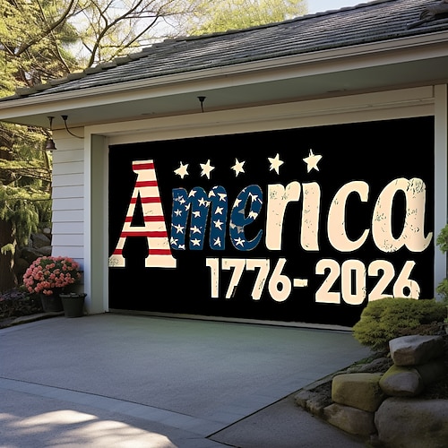 250. Jahrestag der amerikanischen Unabhängigkeit (1776–2026): Weißkopfseeadler, amerikanische Flagge, Sterne und Streifen, Garagentorbanner, Wandbild, patriotische Dekoration für den Außenbereich, 4. Image