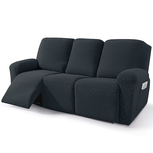 Jacquard-Stretch-Sofabezug, wasserdicht, rutschfest, strapazierfähig, haustierfreundlich, fleckenabweisend, einfarbig, modern, minimalistisch, vollständige Abdeckung für Hunde und Katzen im Wohnzimmer Image