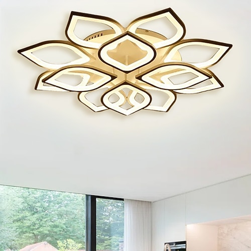 6/8/12/15 Köpfe LED-Deckenleuchte Lotus Design Deckenleuchte modern künstlerisch Metall Acryl Stil stufenlos dimmbar Schlafzimmer lackiert Leuchten 110-240V nur dimmbar mit Fernbedienung Blumendesign Image