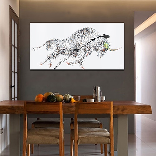 Tierölgemälde Stier Wandkunst Leinwanddekoration modernes Bild für Wohnkultur gerolltes rahmenloses ungedehntes Gemälde Image