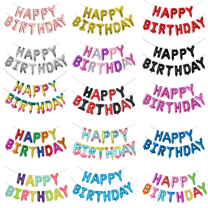 13 pz 16 Pollici Decorazione Festa di Buon Compleanno Palloncini In Oro Rosa Lettera Foil Palloncini Air Globos Balony Anniversaire Forniture