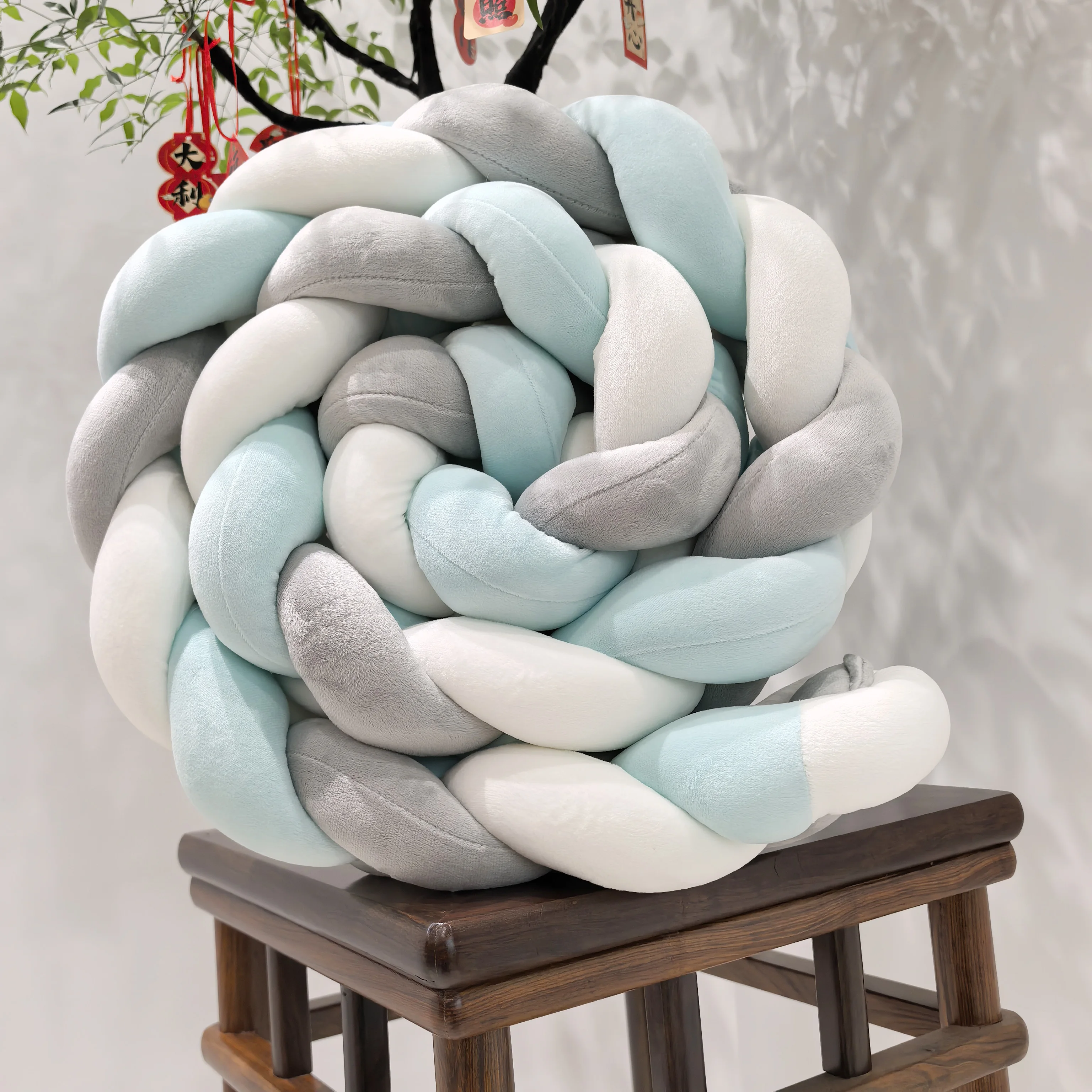 1M/2M/3M/4M Baby Stoßstange Bett Geflecht Knoten Kissen Kissen für Infant Krippe Schutz Kinderbett Zimmer Dekor Bettwäsche Set Junge Dekoration Image