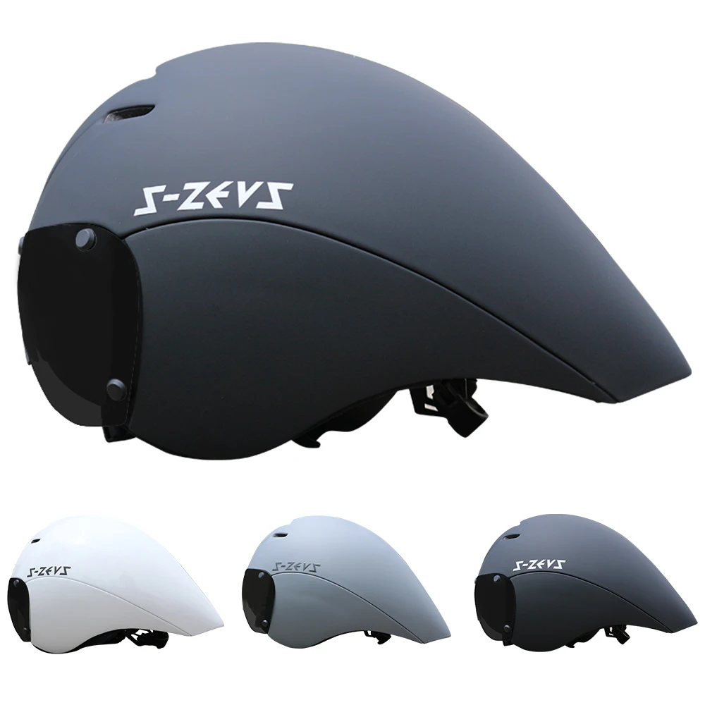 Fahrrad-Triathlon-Helm für Herren und Damen, Helm mit abnehmbarem Schildvisier, TT, leichter Helm, Triathlon, Rennrad, Zeitfahren Image
