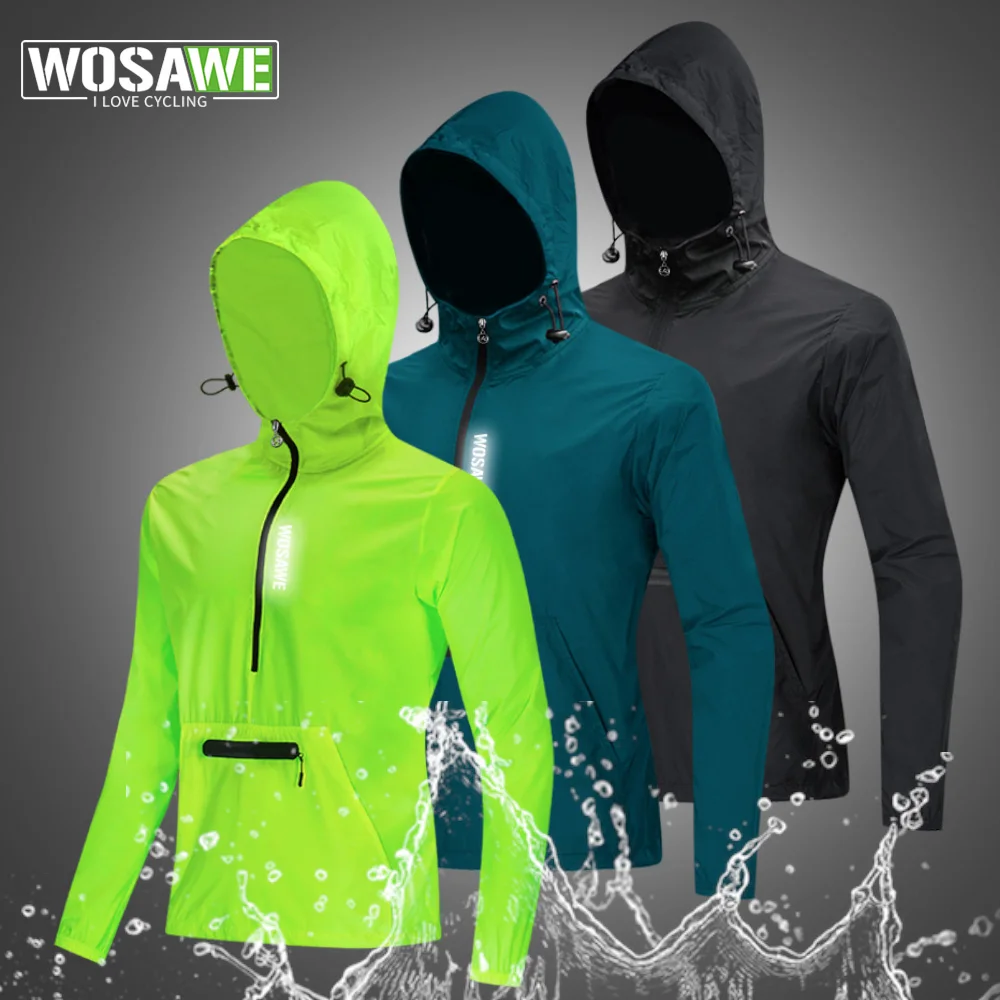 WOSAWE Radfahren Windjacke Gravel Männer Kapuzenjacke Mountainbike MTB Rennrad Mantel Packbare Rennrad Windschutzscheibe Jacken Image