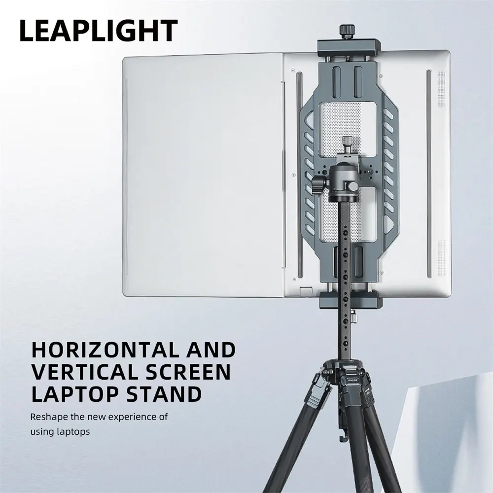 LEAPLIGHT Aluminium-Laptophalter mit Großer Klemme für iPhone, MacBook, Huawei, Xiaomi, Notebooks, Verstellbare Klemme mit 1/4 Zoll Stativhalterung Image
