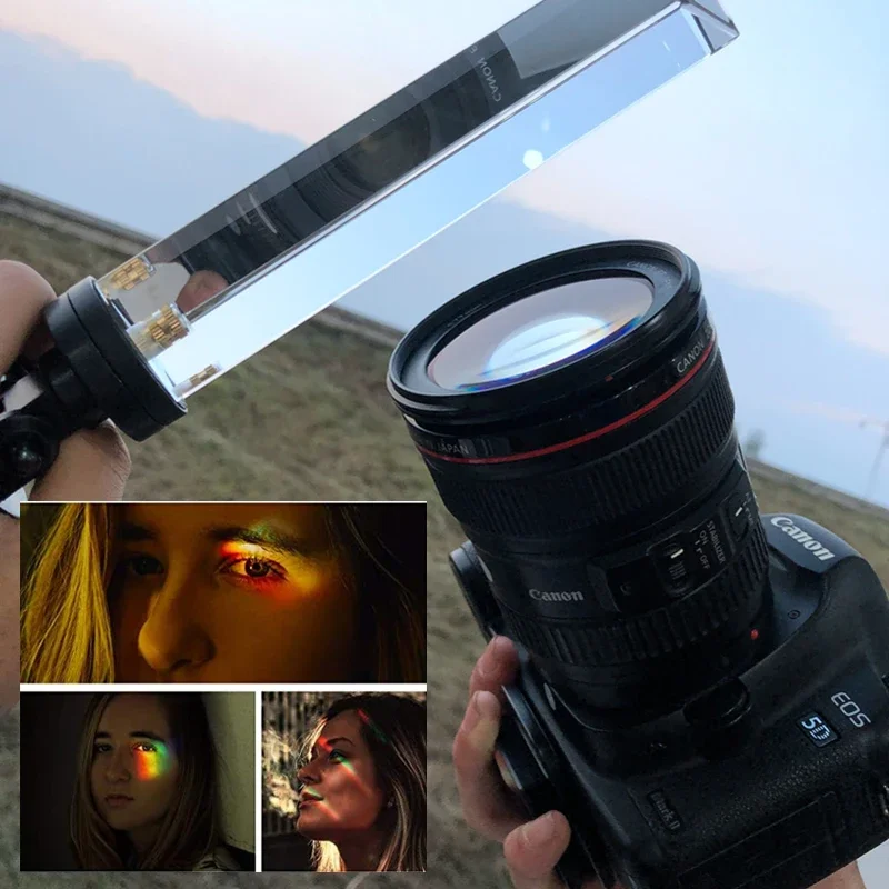 Sonnenfänger, Kristallprisma, 1/4 Zoll Gewinde, dreieckiges Prisma für Fotografie, Regenbogenglas, Studioaufnahmen Image