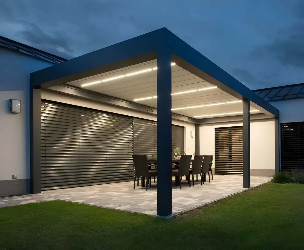 Bioklimatische Pergolen aus Aluminium, Profil für elektrisches Glasdach, Lamellenpergola 3X4 4X4, Pavillon für den Außenbereich Image