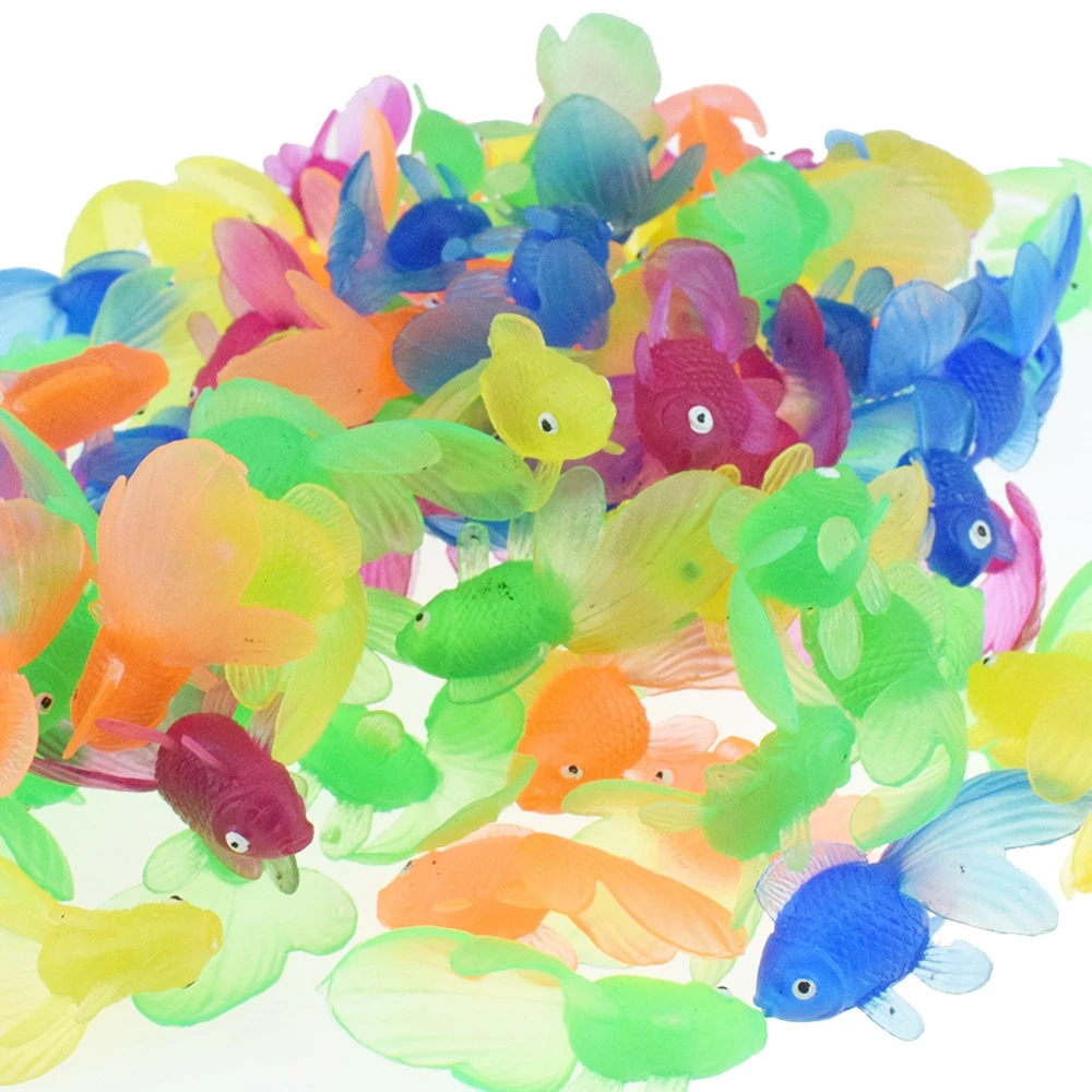 20 stücke Gummi Simulation Goldfisch Baby Bad Spielzeug Aquarium Dekoration Fisch Omaments Image