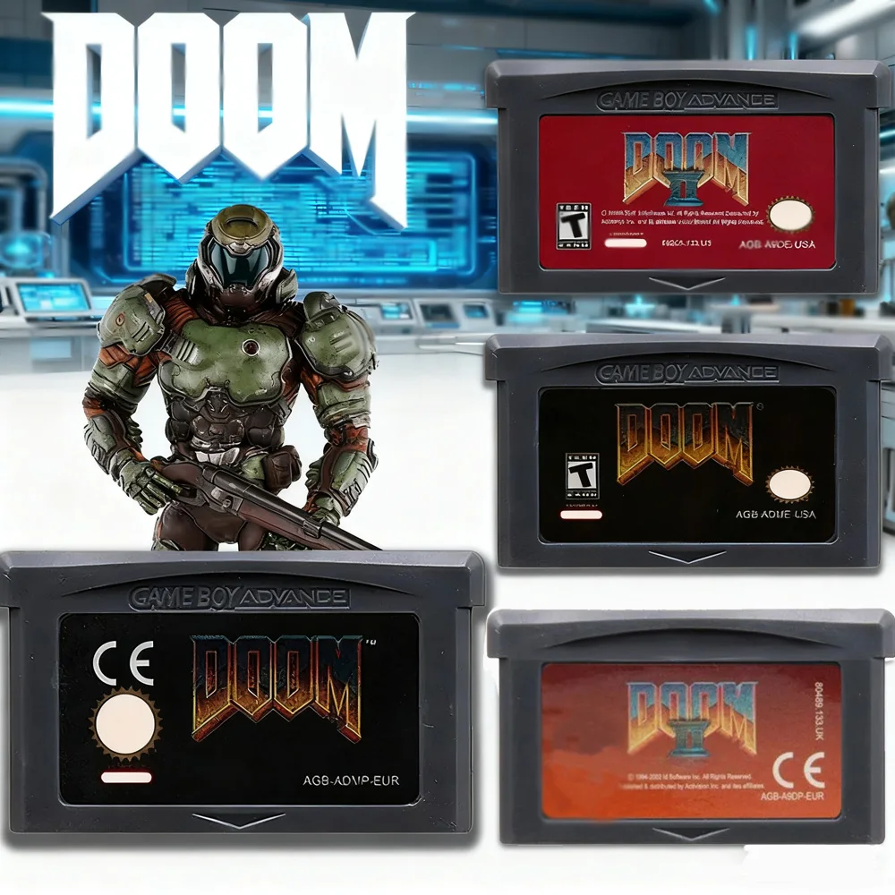 GBA Game Cartridge Doom Series Game DOOM Series Cartridge 32-Bit Video Game Console Card DOOM 1 DOOM 2