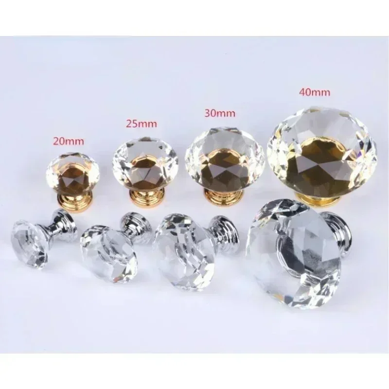 Gold Basis Diamant Form Design Kristall Glas Knöpfe Schrank Zieht Schublade Knöpfe Küche Schrank Griffe Möbel Griff Luxus Image