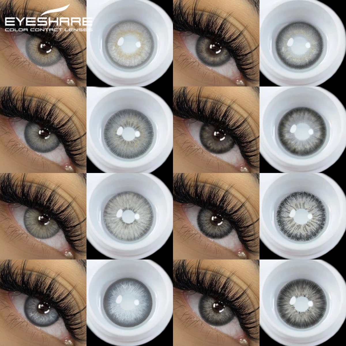 EYESHARE Natürliche farbige Kontaktlinsen, modische graue Augenlinsen, bunte kontaktgraue Augen, Make-up-Farblinse, jährlich, 2 Stück/Paar Image