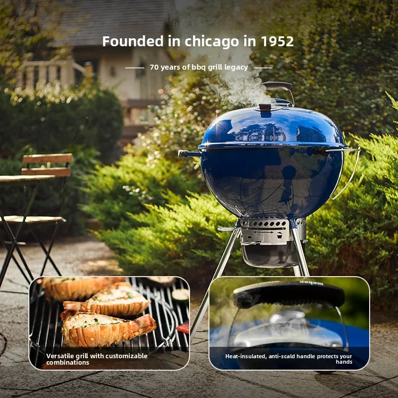 Barbecue Weber, barbecue à charbon de bois, barbecue américain rond, poêle à pommes, barbecue d