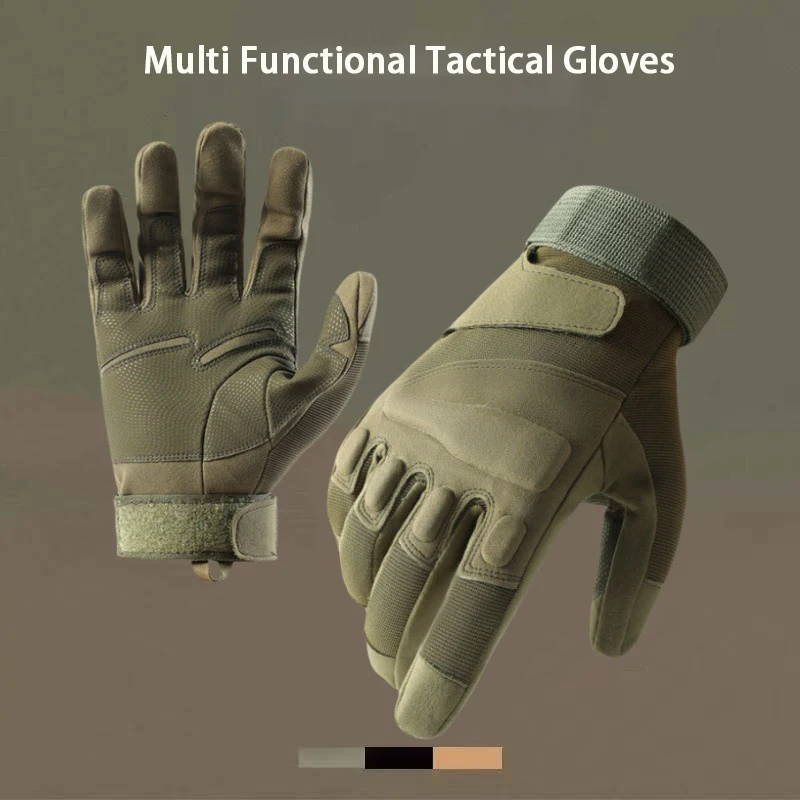 Gants tactiques de sport de plein air pour hommes, robustes, respirants, résistants à l'usure, antidérapants, gants pour tous les doigts, gants de cyclisme, gants de sports extrêmes