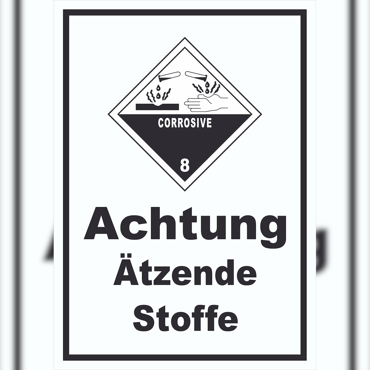 HB-Druck Schild Ätzende Stoffe Corrosive hochkant A2 Rückseite selbstklebend Image