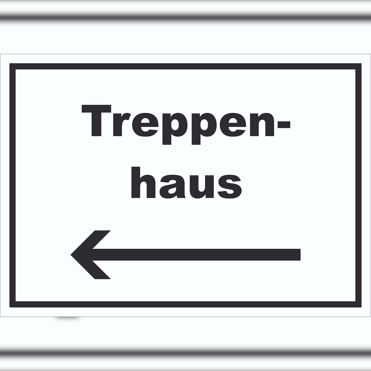 HB-Druck Treppenhaus Schild mit Text und Richtungspfeil links Stufen steigen waagerecht A3 Rückseite selbstklebend Image