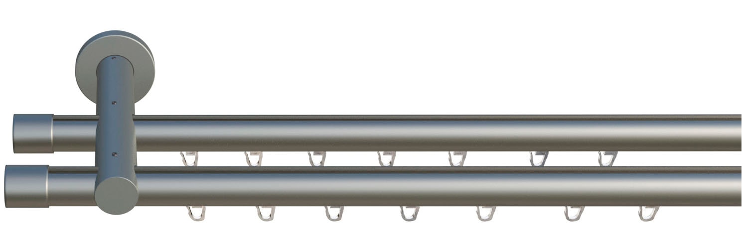 Gardinenstange INDEKO "Consul", silber, L:220cm Ø:16mm, Aluminium, Gardinenstangen, Innenlauf Komplett-Set inkl. Gleitern und Montagematerial Image