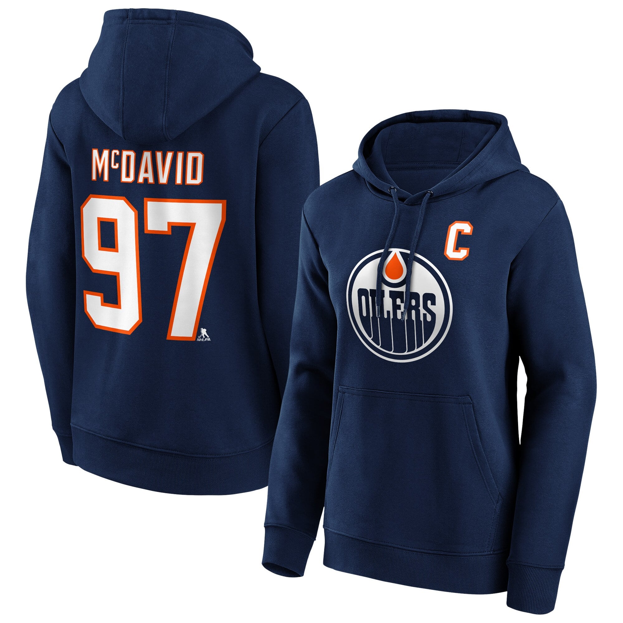Edmonton Oilers Fanatics Branded Iconic Name & Number Graphic Hoodie – Connor McDavid 97 – Damen