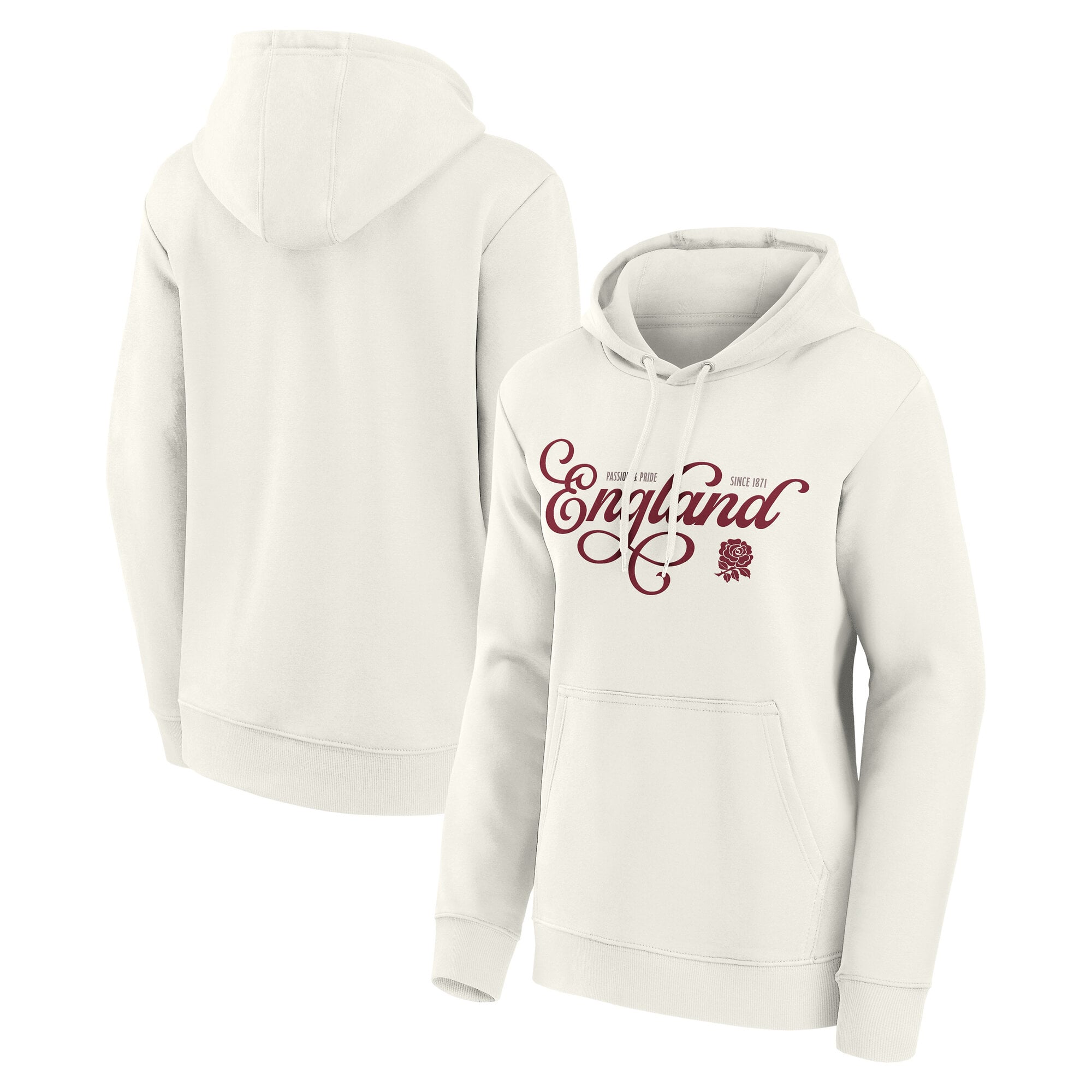 Rugby-Hoodie mit Vintage-Schriftzug – Cremeweiß – Damen