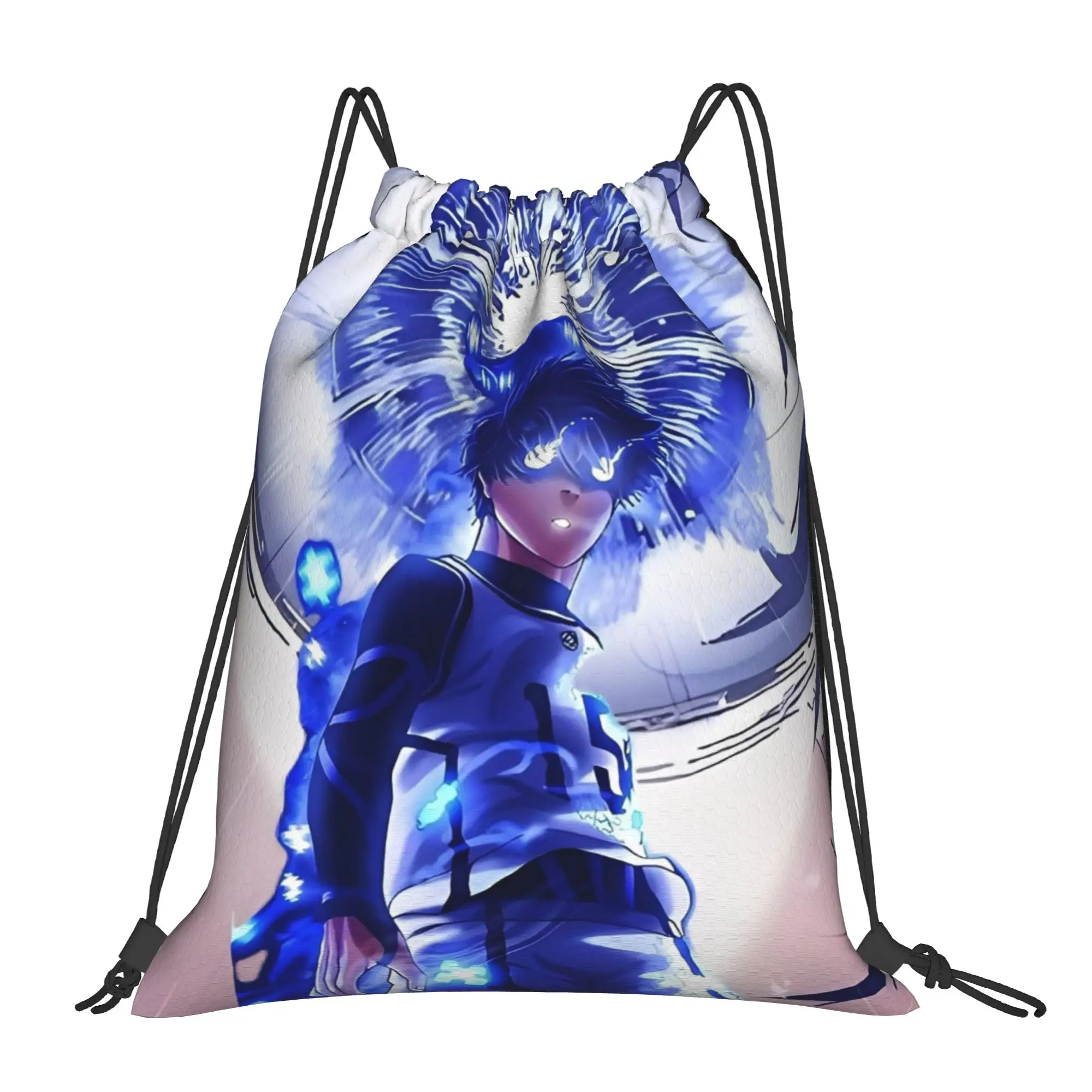 Blue Locks Comic Football Drawstring Backpack Sports Gym Sackpack Water Resistant Yoichi Isagi String Bag 36cm (W) x 43cm (H)