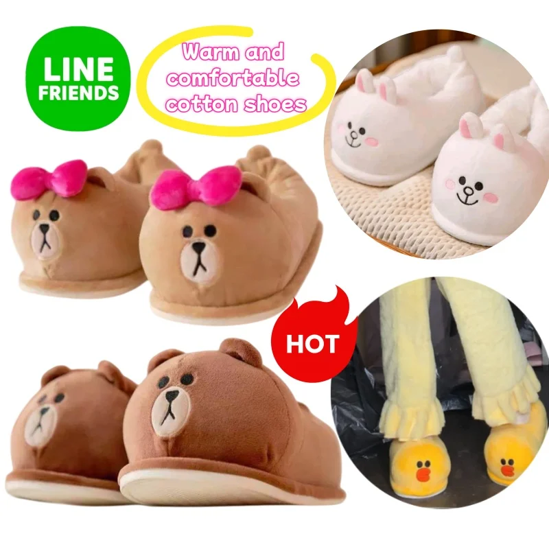 Line Friends Brown Cony Sally Choco Cartoon Niedliche, warme, bequeme Baumwollschuhe mit dicken Sohlen und Absatz, hochwertige, kreative Moon-Schuhe