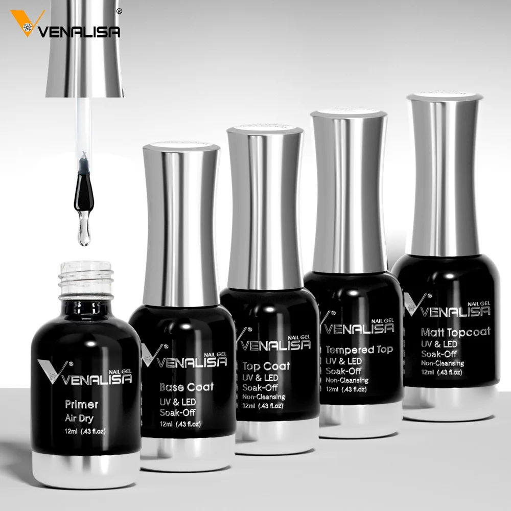 12ml Venalisa TPO-FREIER Gehärteter Top Coat Ohne Abwischen Langanhaltender Top Coat Primer Base Coat Semi-Permanent Abziehbarer UV-LED-Gel Image