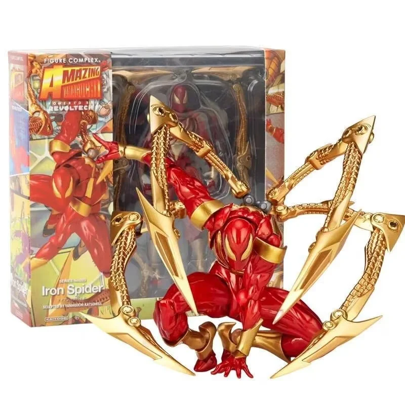Revoltech Amazing Yamaguchi Iron Spider Actionfigur Peter Rot-Gold Statue Modell Sammlerstück Spielzeug für Kinder Geschenk